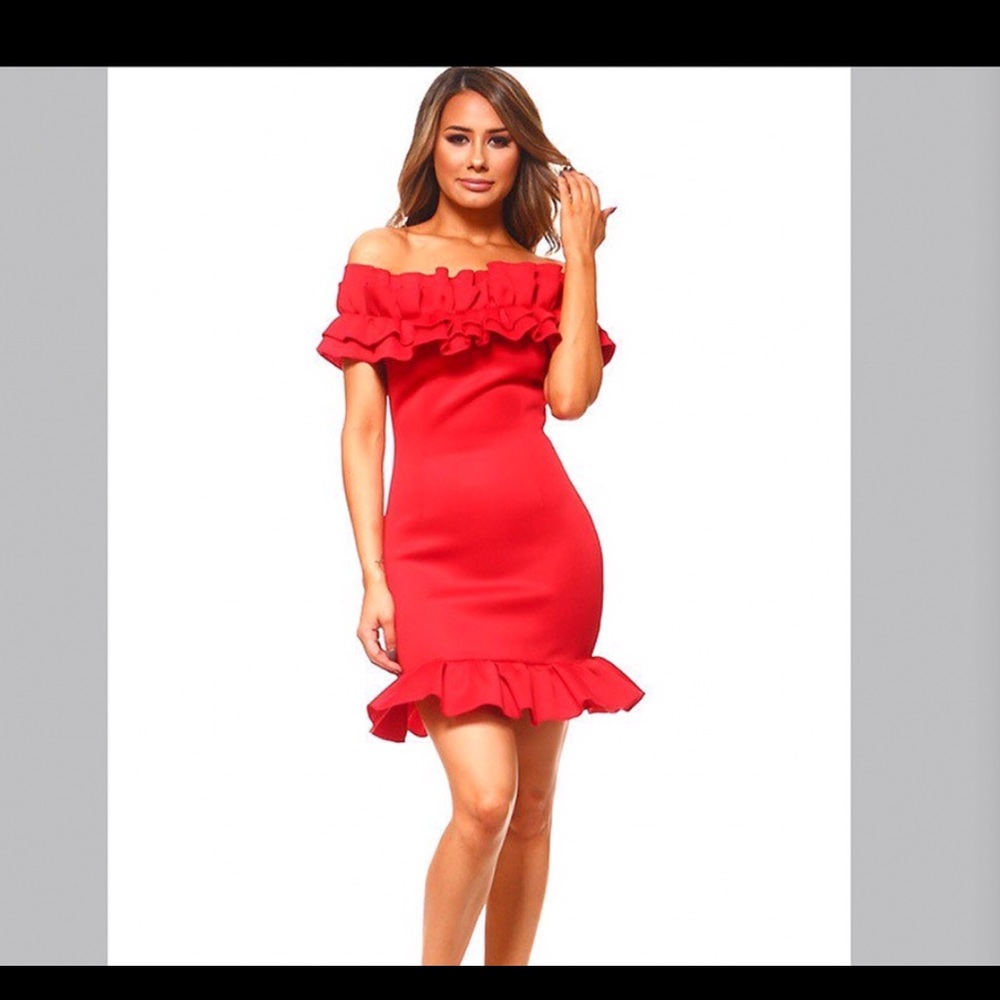 Off Shoulder Ruffle Dress